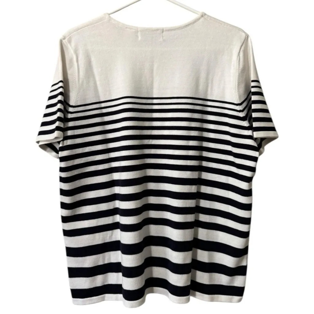 Alfred Dunner Women‎ Short Sleeve Floral Striped Shirt Size Large Office Teacher - Image 2