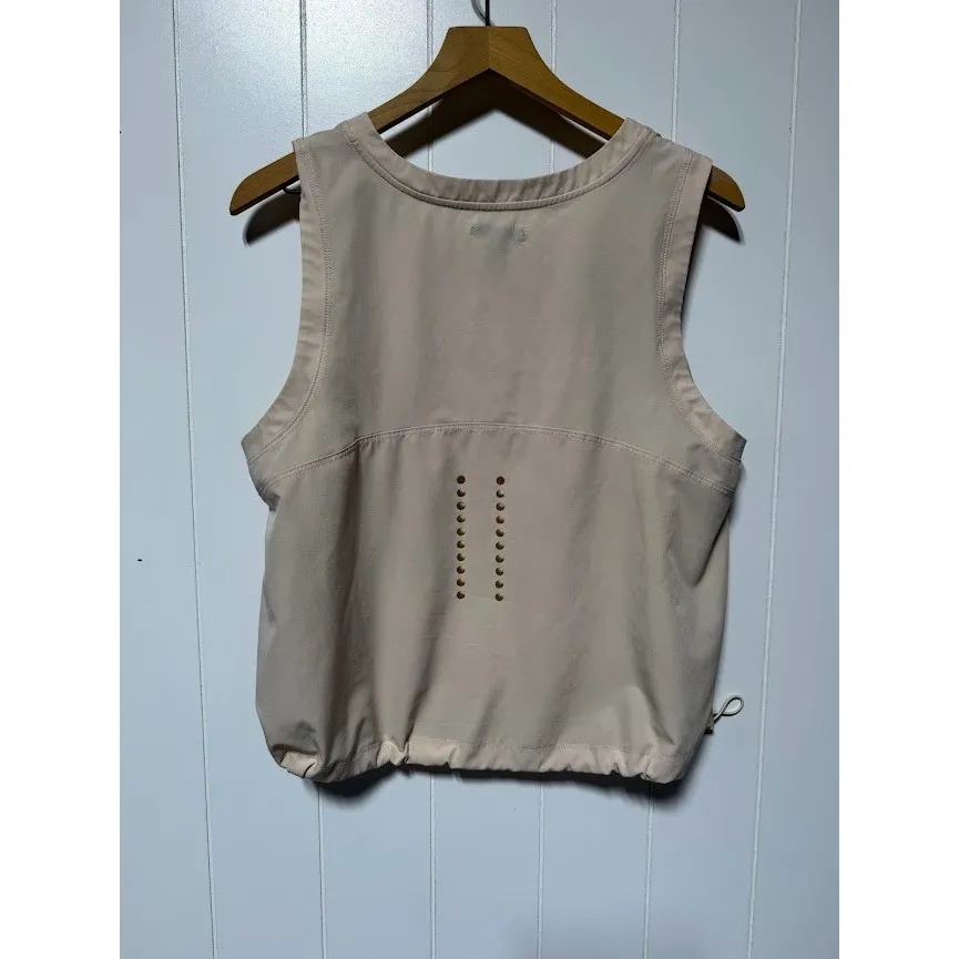 FLX Womens Tank Top Size L Light Pink Sleeveless Drawstring Waist Athleisure Tan Size L - Image 3