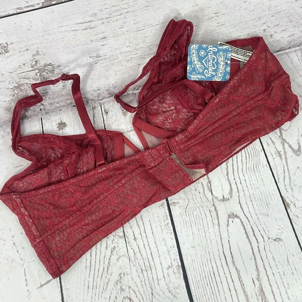 Free People Intimately Bra Small Tameeka Underwire Bralette Berry Electric Red - Image 5