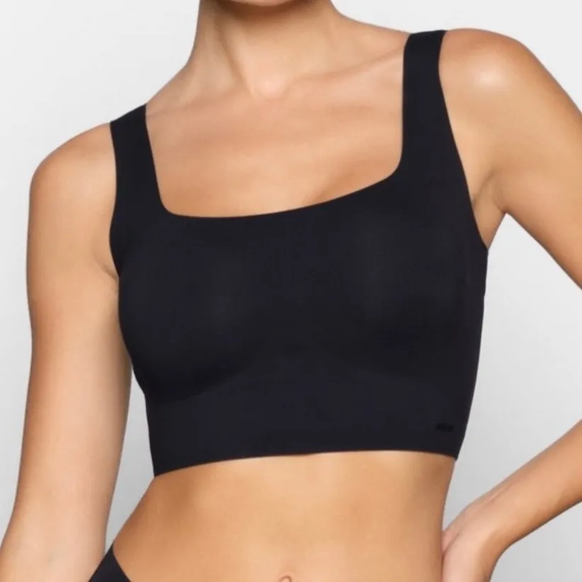 SKIMS | Square Scoop Longline Long Bralette Bra Seamless Onyx Black | Size 2X - Image 1