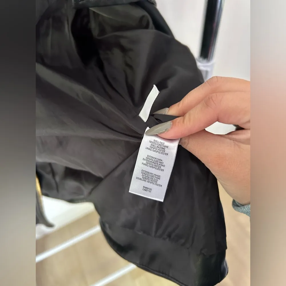 Calvin Klein Faux Leather Black Motorcycle‎ Jacket Size XL - Image 4