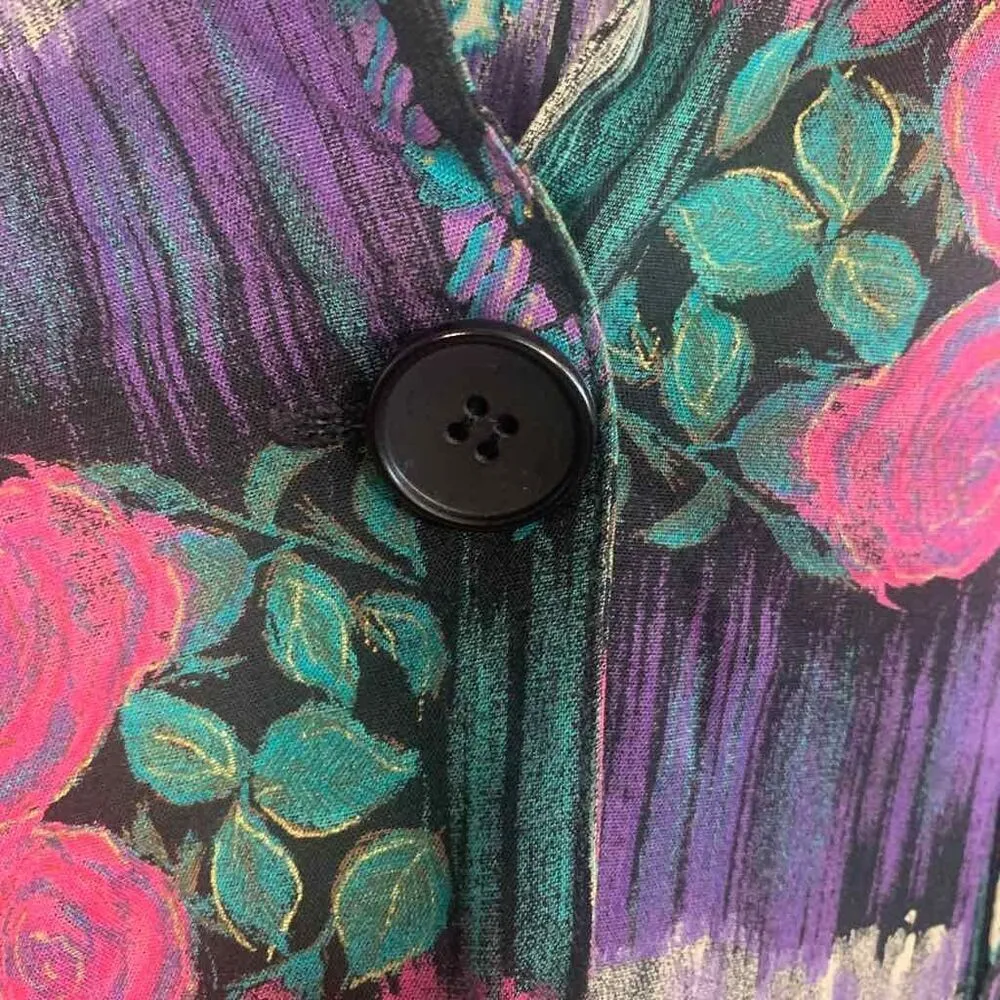 Vintage Kensington Square Blazer Jacket Colorful Abstract Floral Geometric Print Blue Size M - Image 8