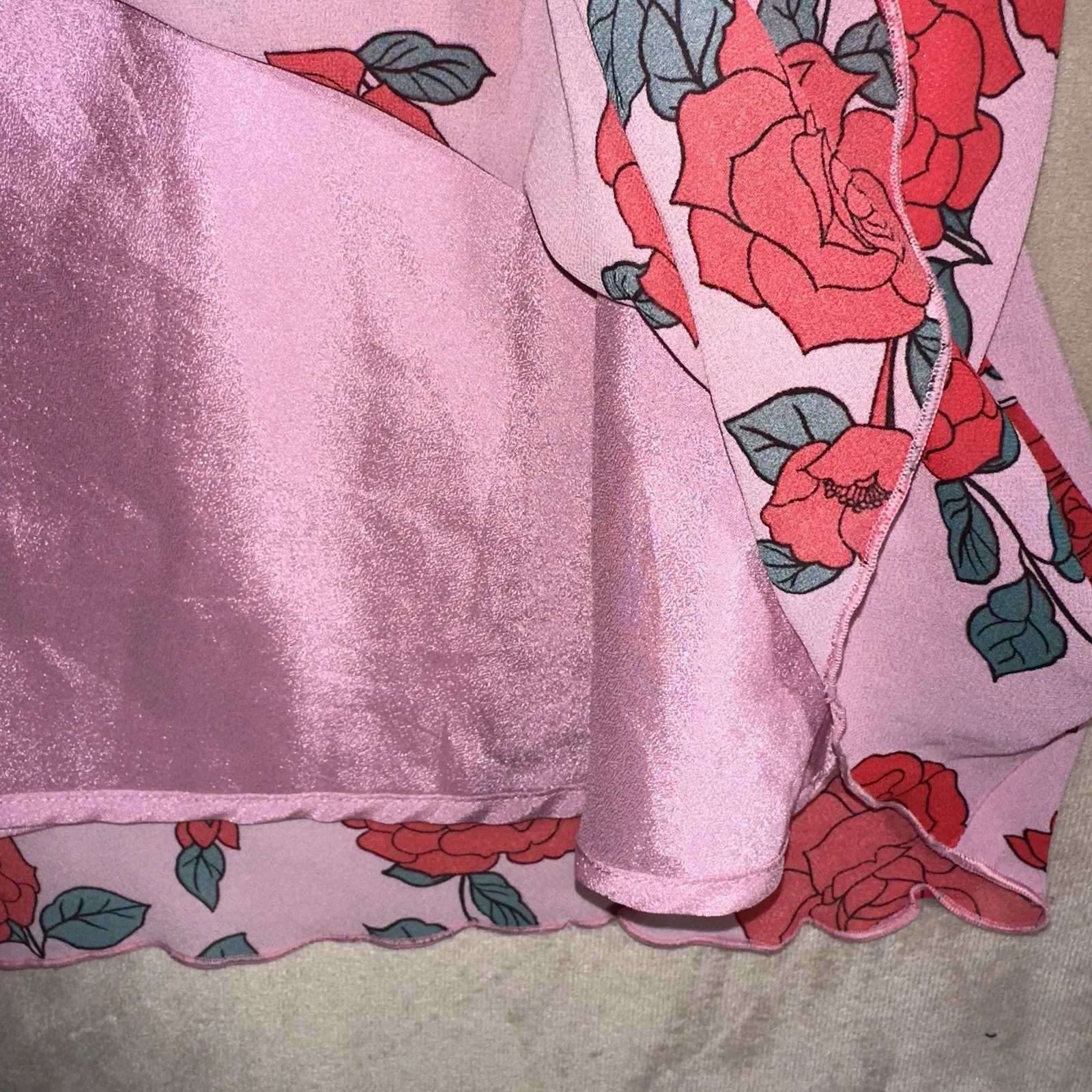 Nordstrom Wayf Womens NEW Pink Floral Rose Midi Slip Skirt Spring Sz M MSRP $110 - Image 5