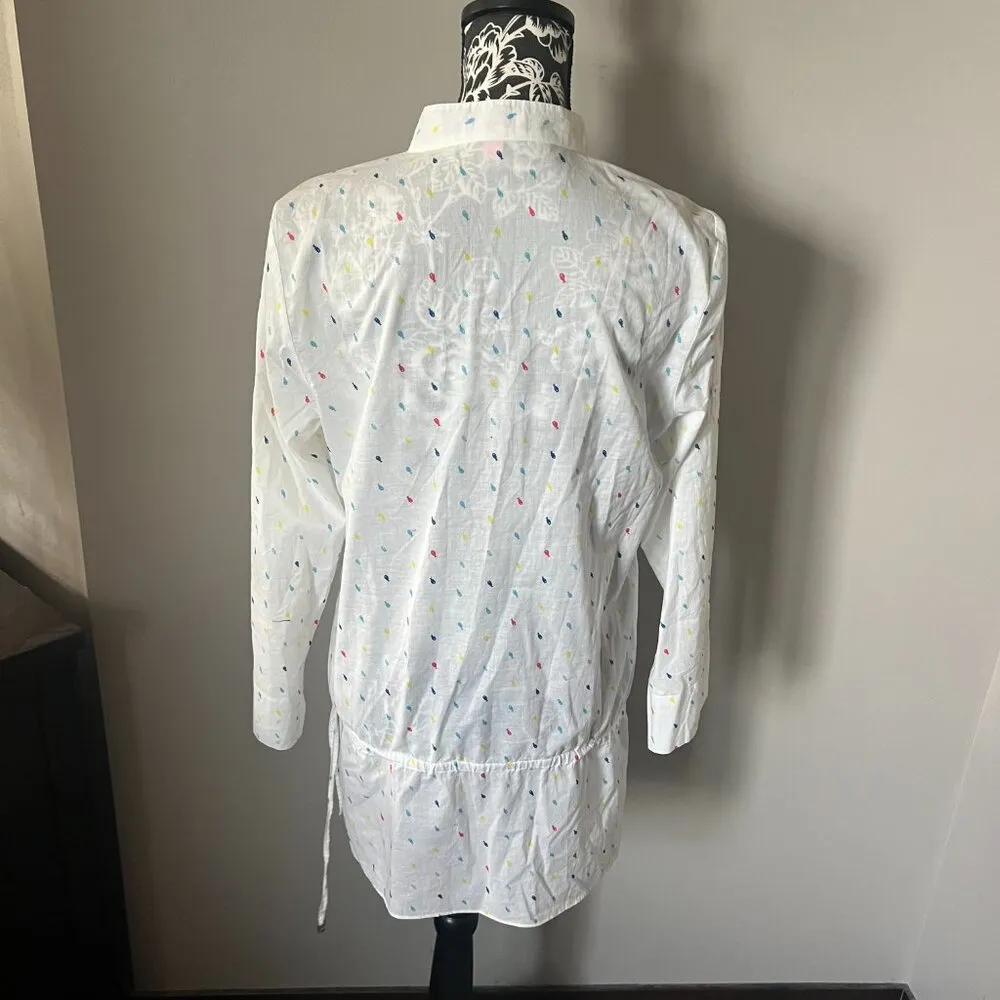 Lilly Pulitzer Womens Fish Print Top Shirt Cover Up Long Sleeve Lightweight 10 - Image 7