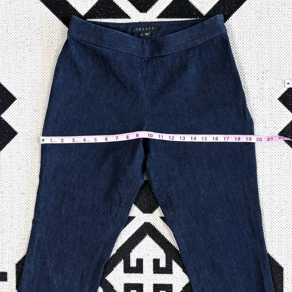 Theory Kick Zip Dark Indigo Denim Trousers Size 6 - Image 3