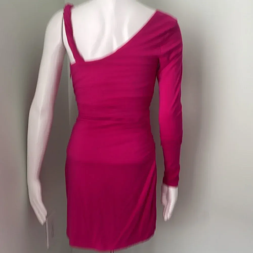 Alana Eve Raspberry Chloe One Sleeve Mini Dress size small Pink - Image 13