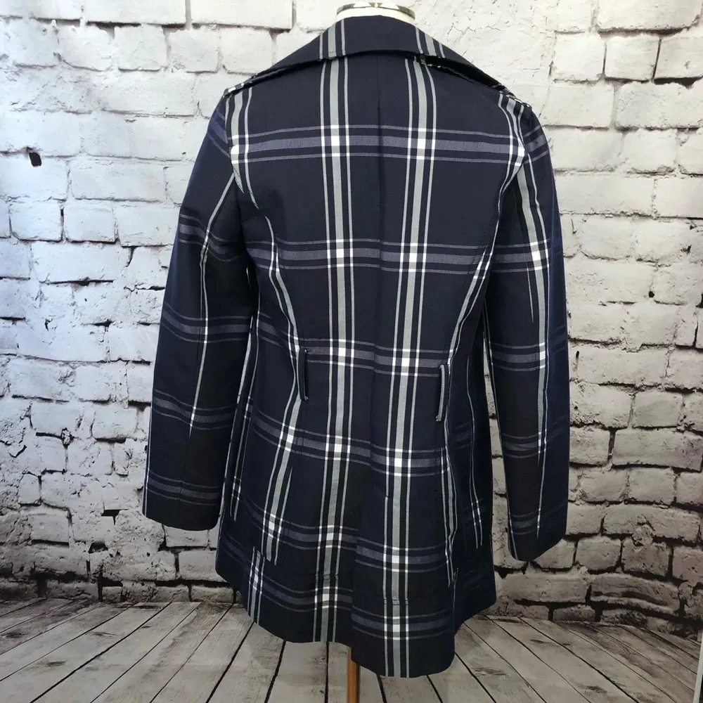 ZARA  Basic Blue Plaid‎ Checkered Spring Jacket - Image 7