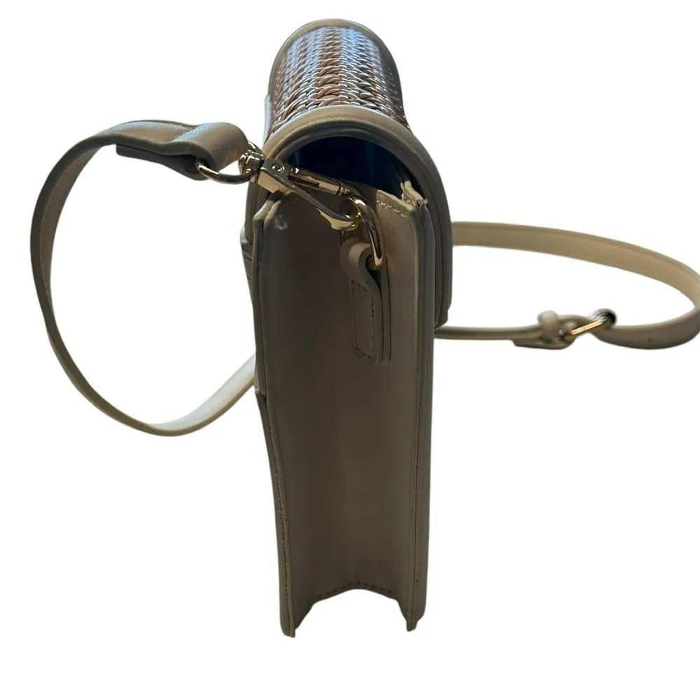 Madison West Jolene Woven Straw Shoulder Bag Purse White Beige Coastal Coquette - Image 11