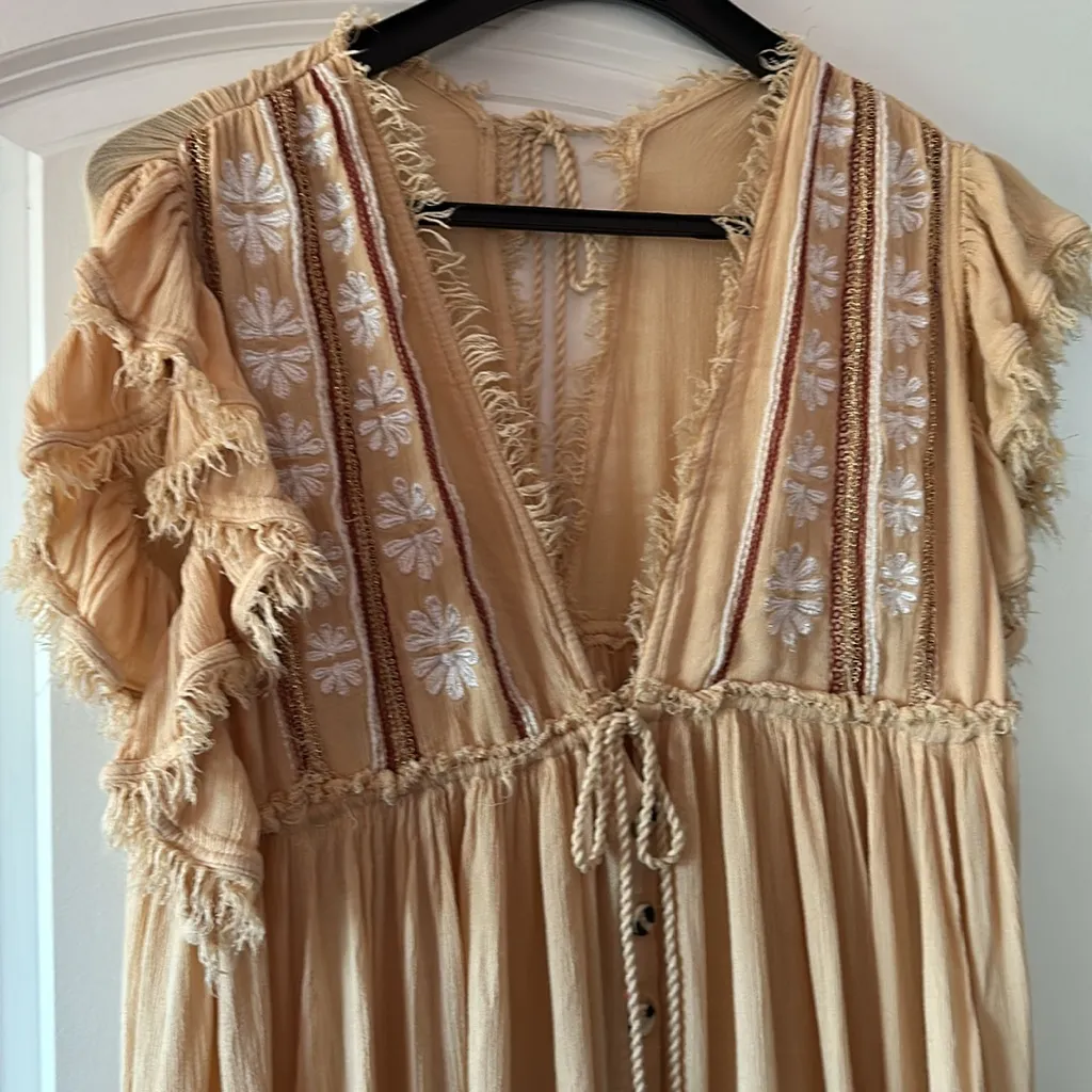 Free People Yellow Boho Maxi Dress - Image 3
