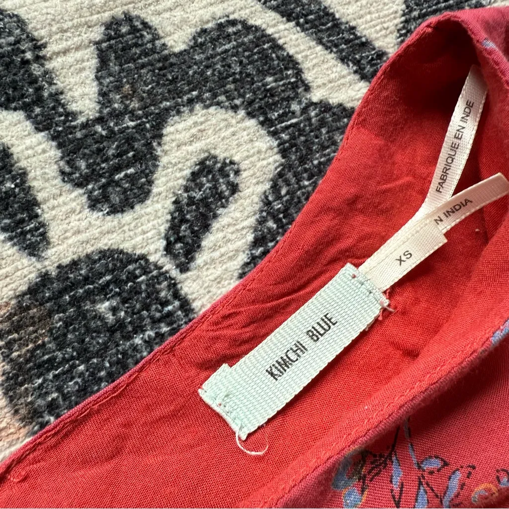 Urban Outfitters Kimchi Blue Floral fields dress Red‎ size XS Cotton Open back - Image 4