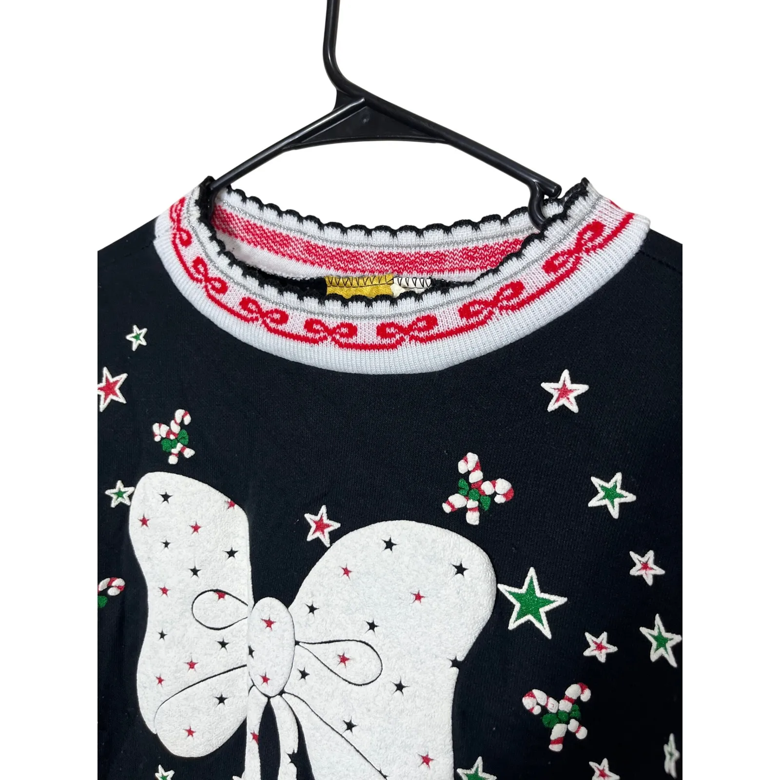 Vintage Savoy Christmas Dress One Size‎ Black Holiday Rocking Horse Bows Stars Size undefined - Image 7