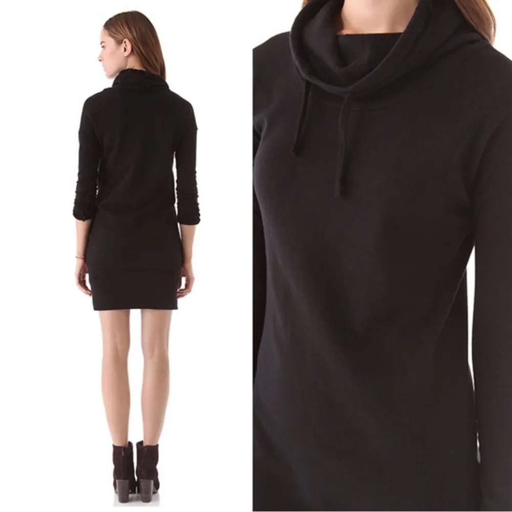 James Perse • Funnel Neck Sweatshirt Dress black cotton terry mini - Image 11