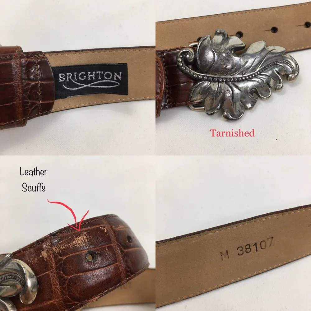 Brighton Leaf Buckle Leather Belt M - Image 8