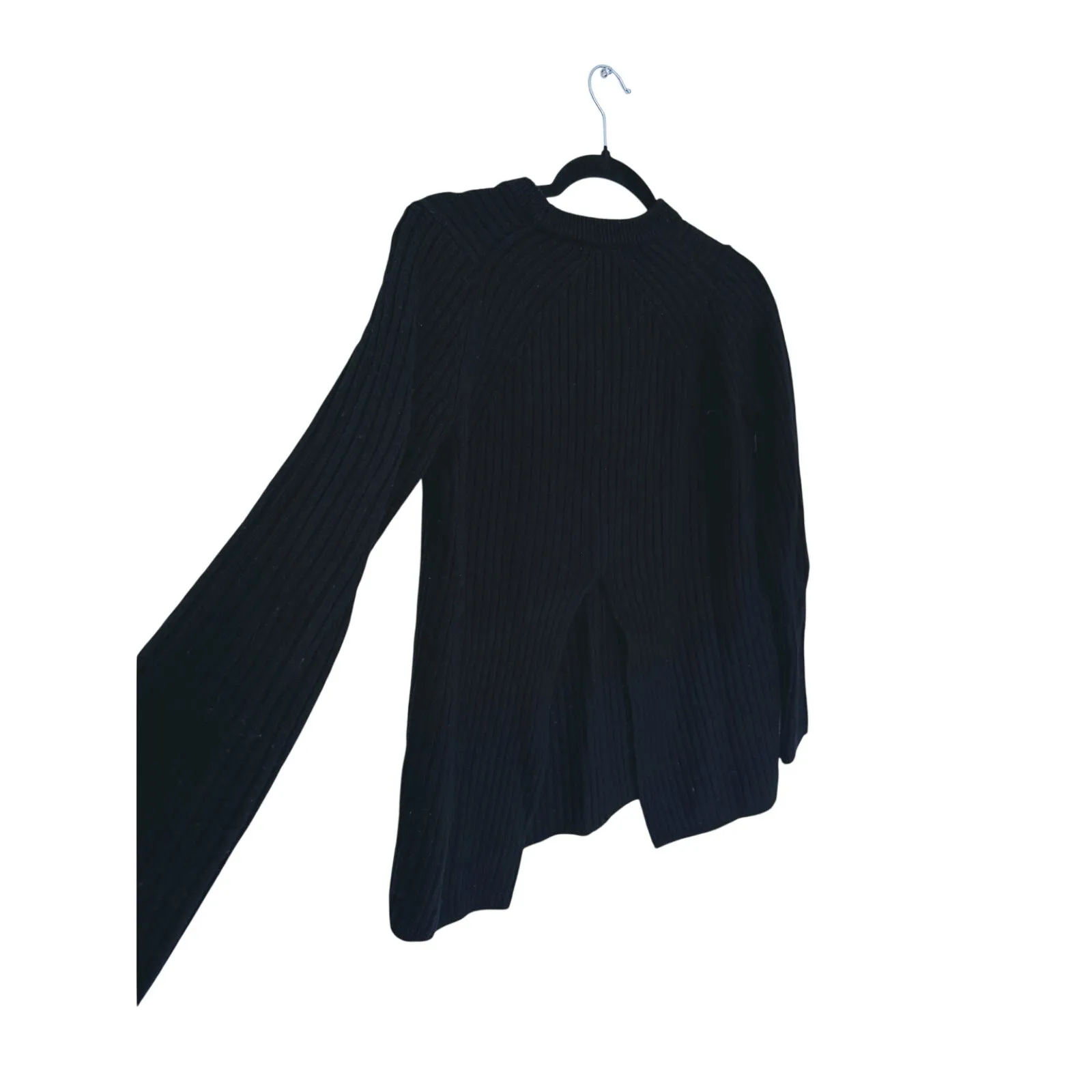 Rag & Bone Ribbed Open Back Wool Sweater Small Black Minimalist Quiet Luxury - Image 9