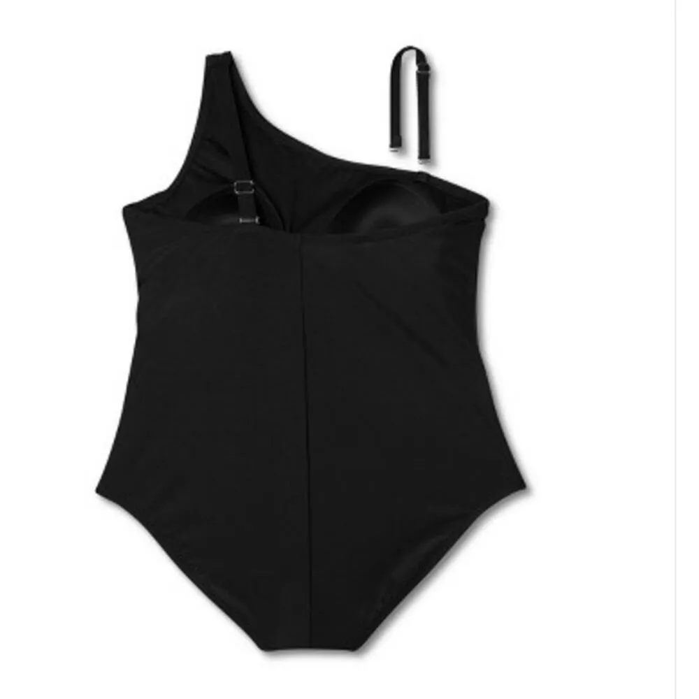 Kona Sol Swimsuit Women's Size 14 Black One Shoulder Ruched Side Bikini Swimwear - Image 3