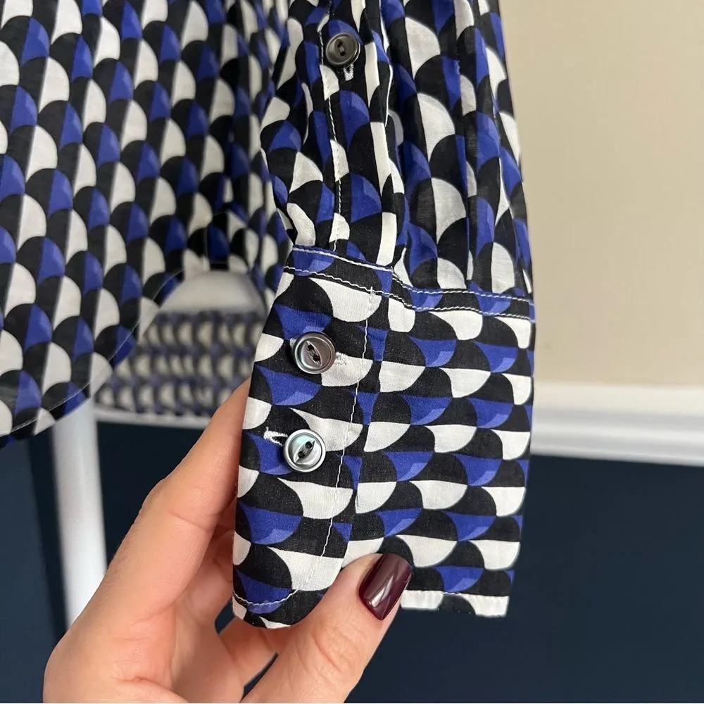 J. Crew Boy Shirt in Jet-Set Geo Print Button Down Shirt Long Sleeves Size 6 - Image 6