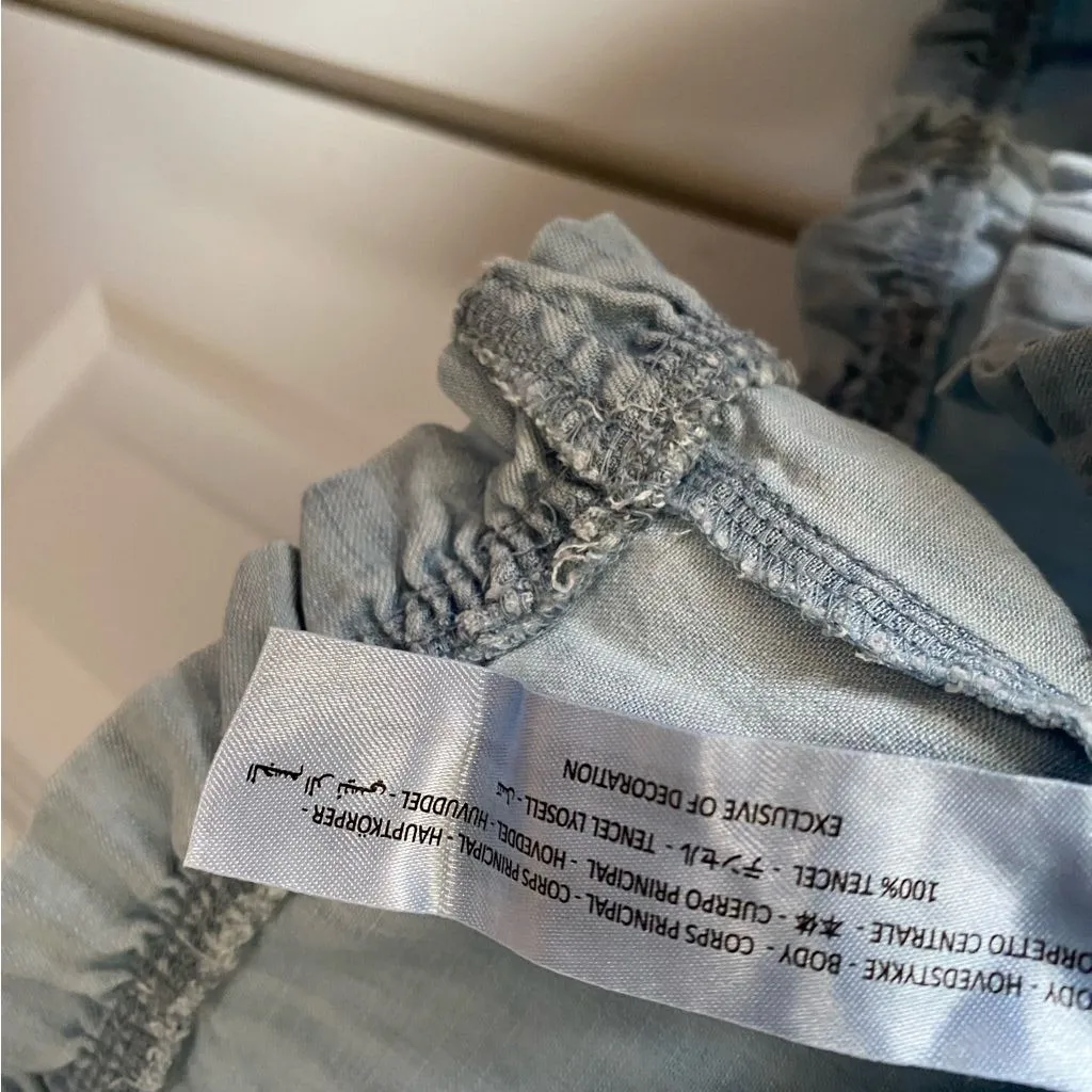 Ariat Women XXL Eden Poncho Blouse 100% Tencel Light Blue Ruffle Western - Image 5