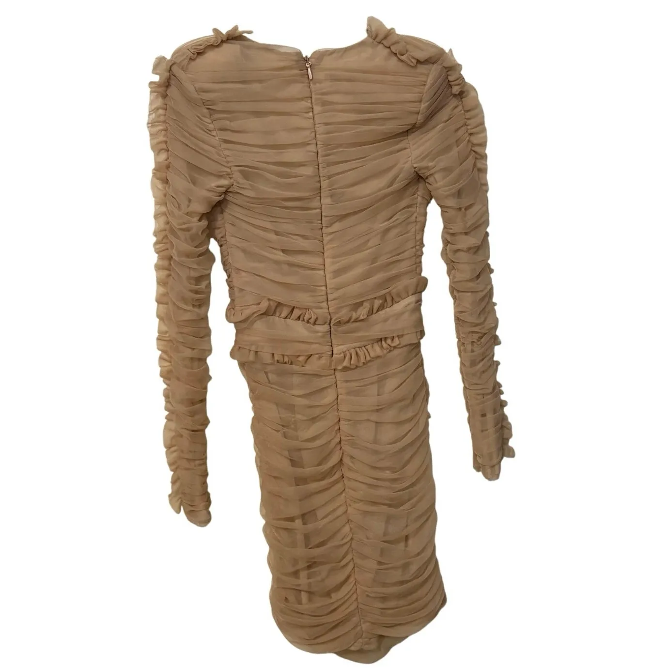 House of CB Fleur Blush Pleated Tulle Deep V Mini Dress Size XS - Image 5