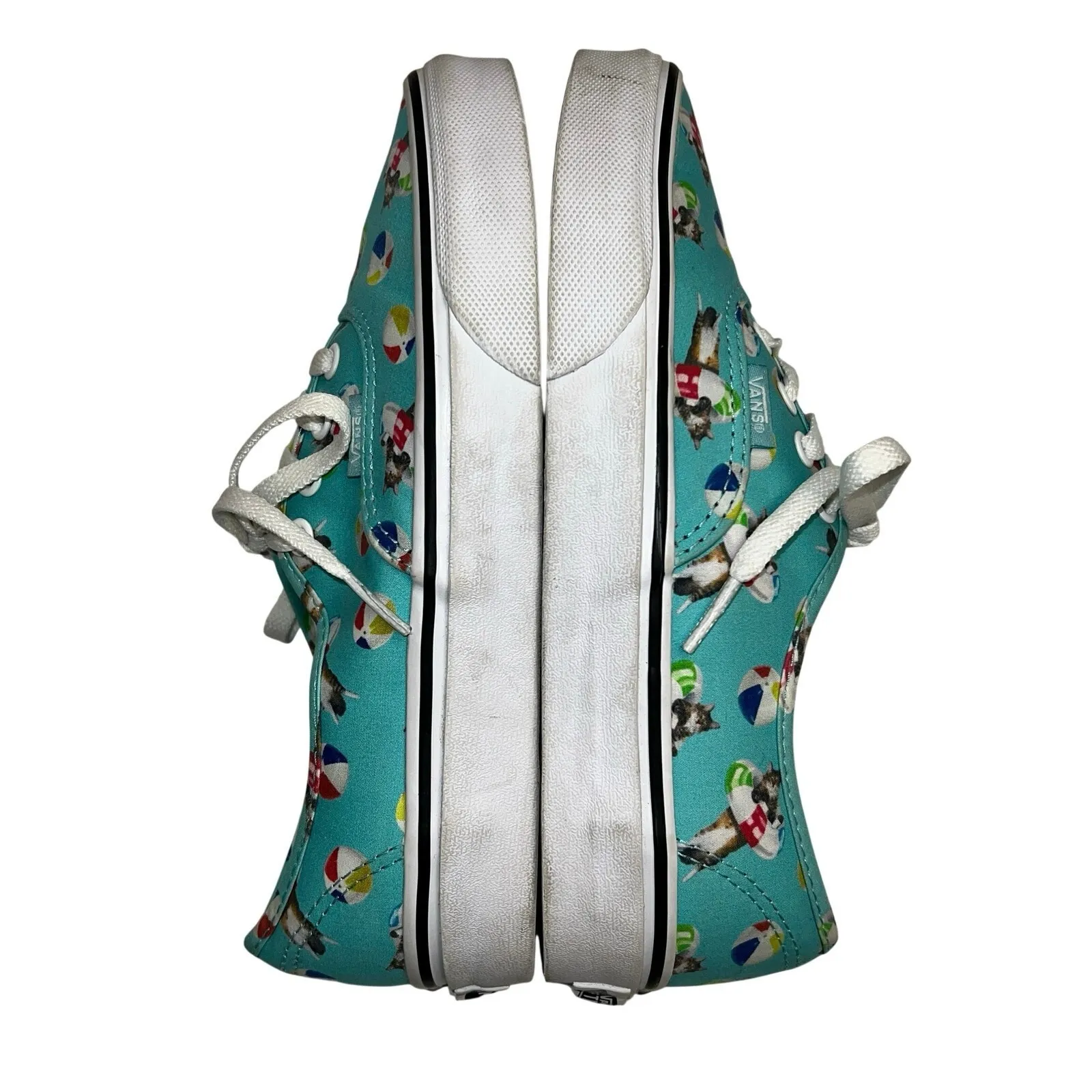 Vans Turquoise Cats Swimming Pool Beach Low Rise Lace Canvas Sneakers Size 6.5 - Image 11