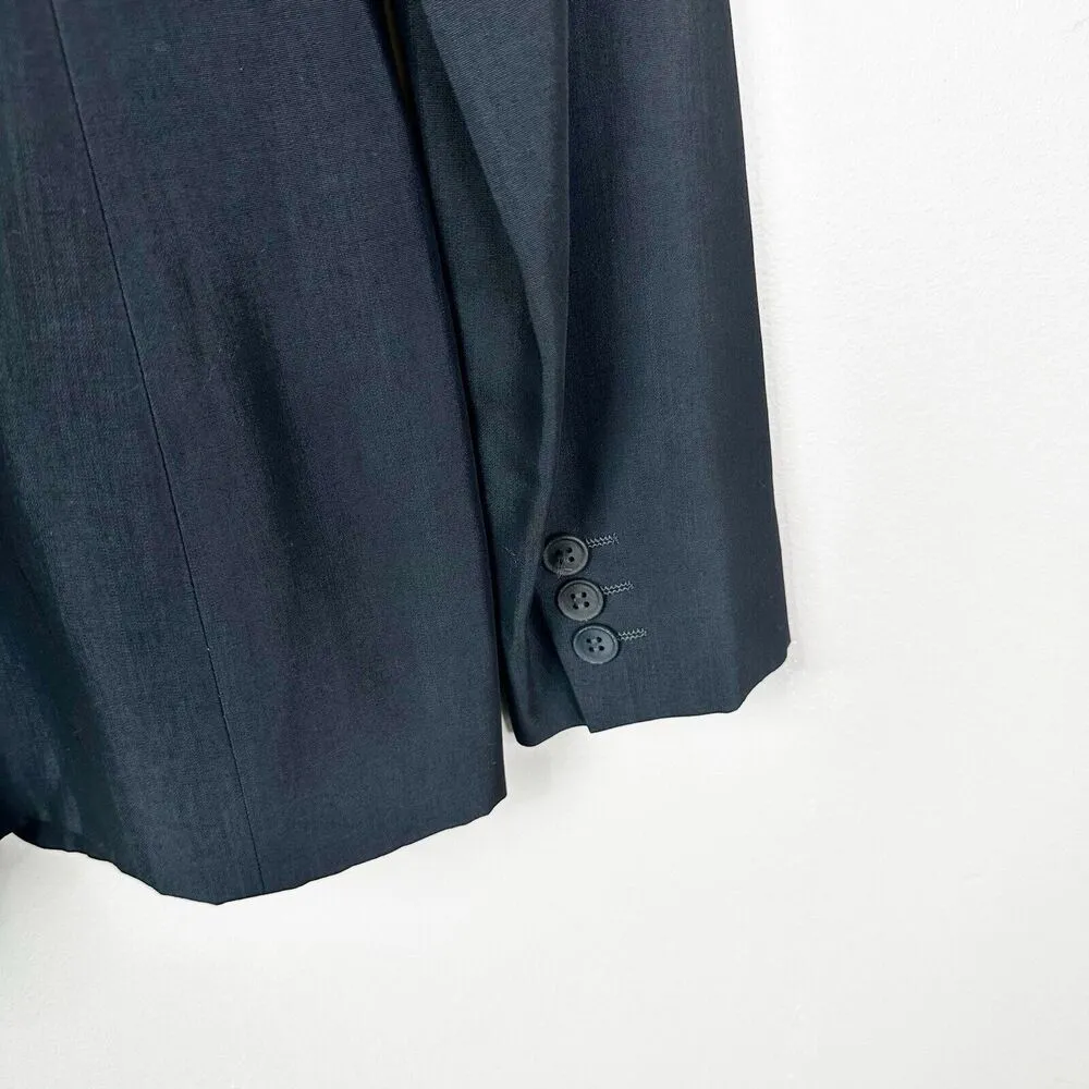 Max Mara Blazer Women's 4 Black Wool Blend One Button Career Work Office - Image 4