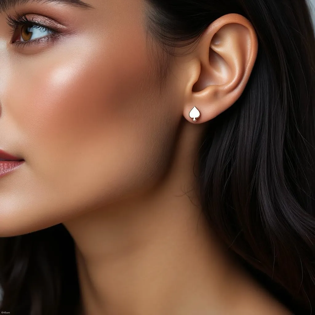 Rose Gold Poker Spade Stud Earrings Pink - Image 2