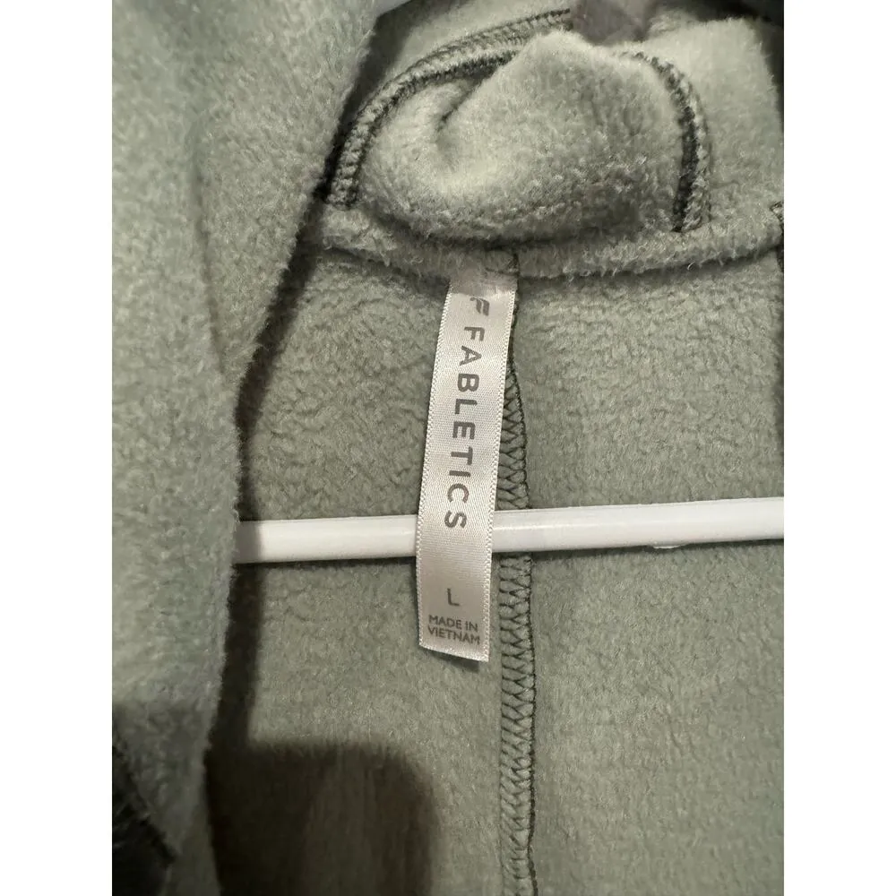 Fabletics  Women's Size L Open Front Cotton Blend Two Tone Cardigan Green/Grey - Image 3