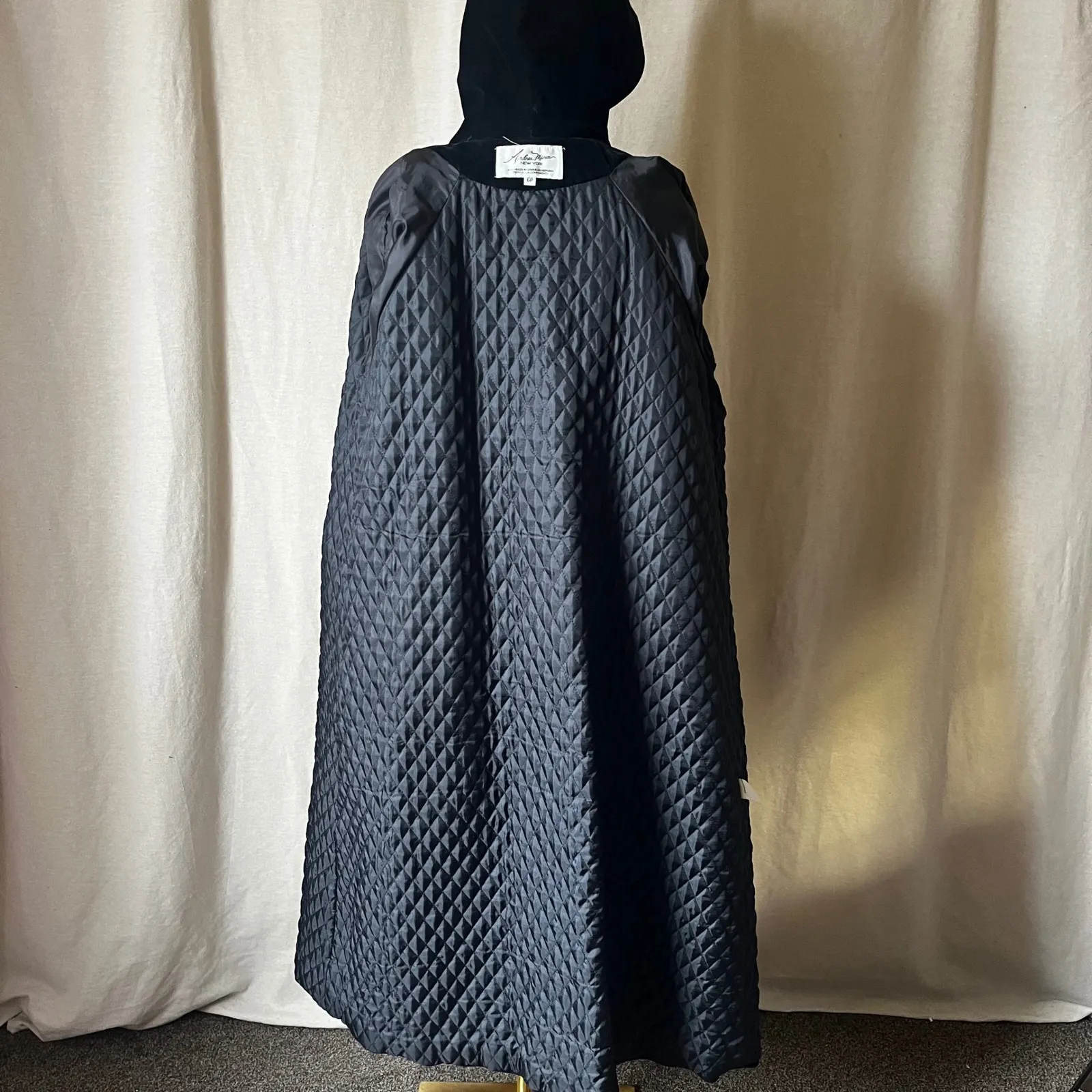 Vintage Andrea Marin Black Hooded Wool Long Coat Size 6P Petite Minimalist - Image 8