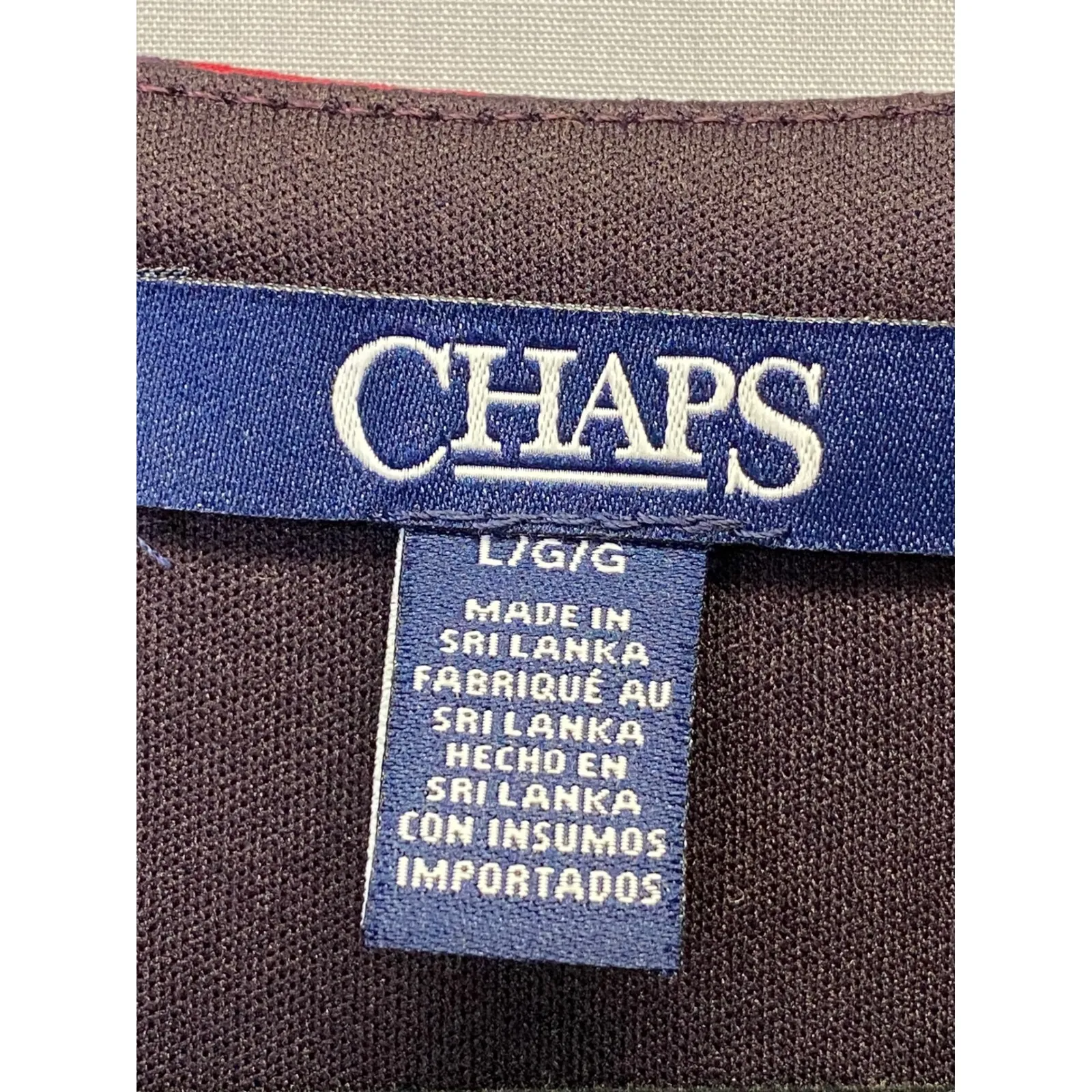 Chaps Red Floral Wrap Style Midi Dress Short Sleeve V-Neck Women's L - Image 3