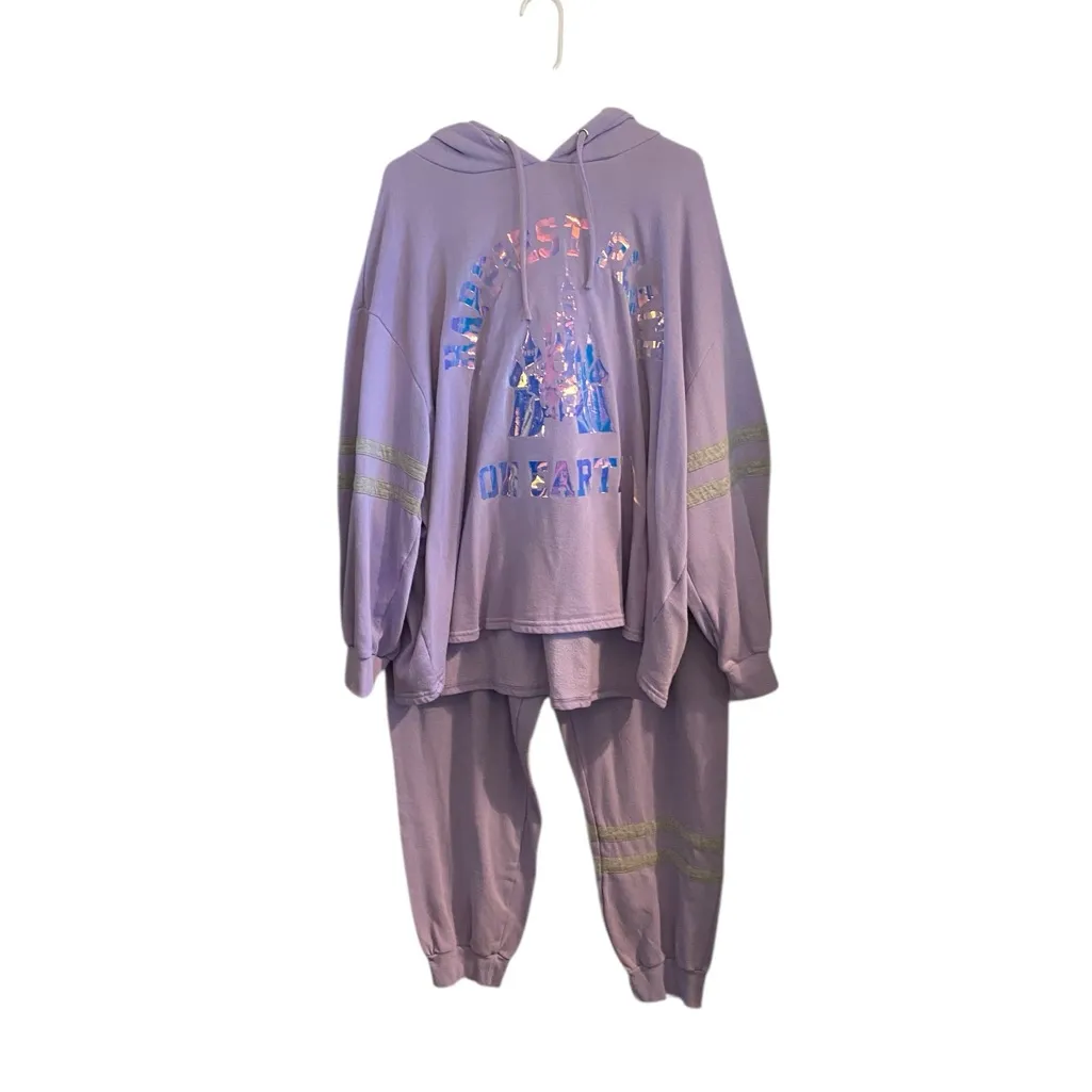 Disney Parks Most Magical Place On Earth Hoodie Holographic Purple sweatsuit Size 3X - Image 4