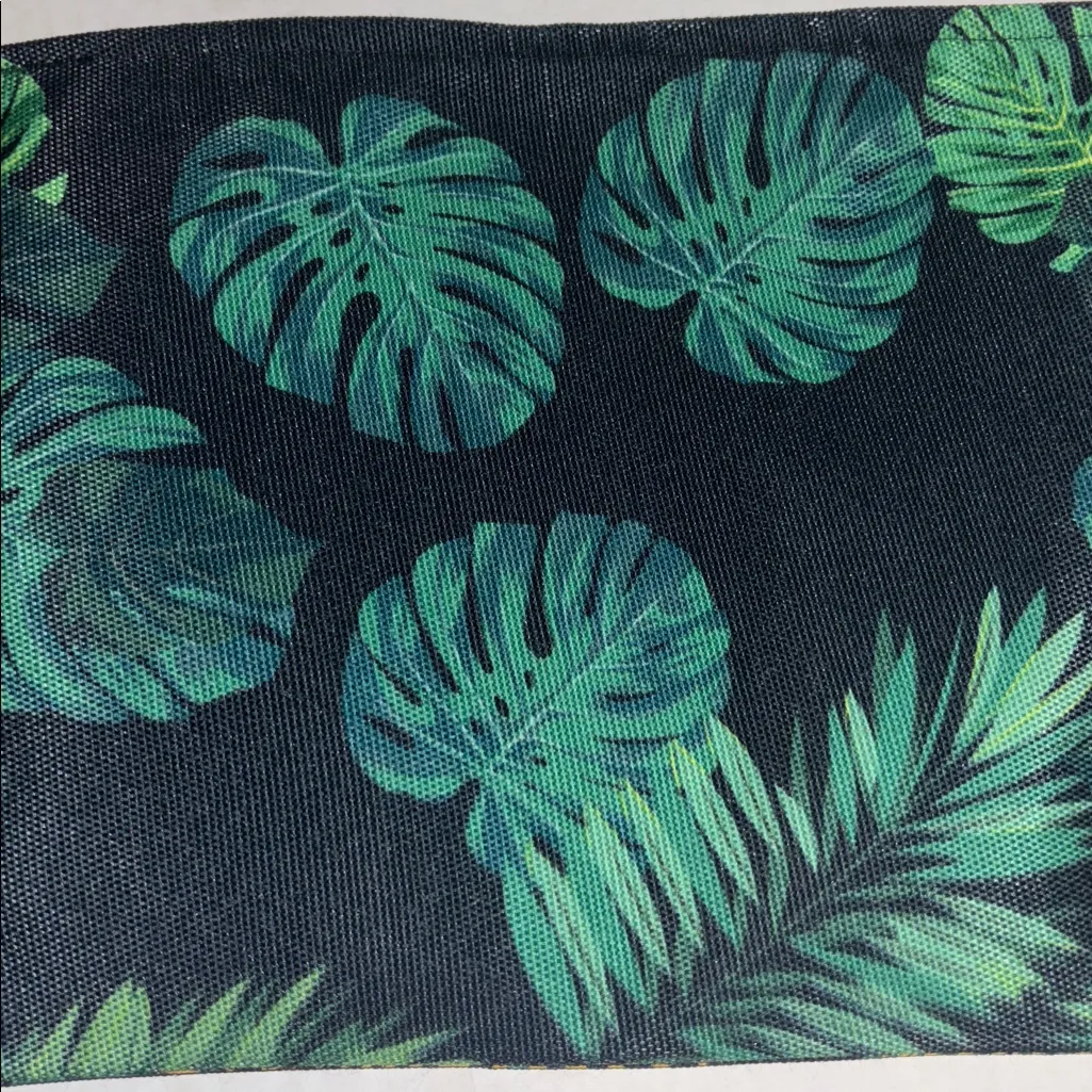 Tropical Leaf Print Pouch with Gold Accents Black - Image 5