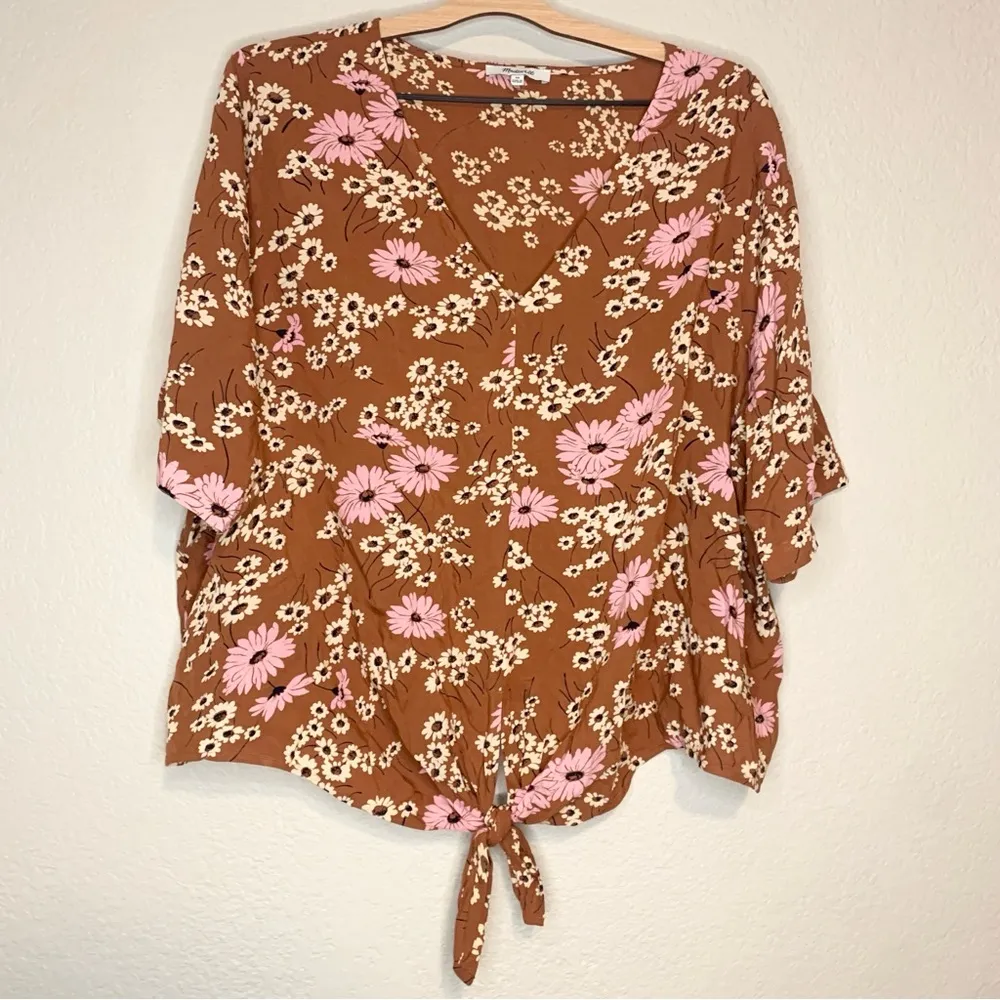 Madewell Novel Tie-Front Top in Hillside Daisies Size 3X - Image 6