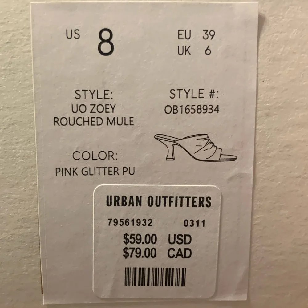 Urban Outfitters Zoey Rouched Mule Color is Pink Glitter PU Size 8 - Image 6