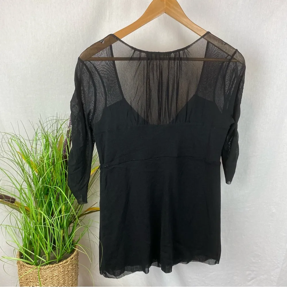 Anthropologie Weston Wear Black Nylon Half Sleeve Light Weight Top L - Image 2