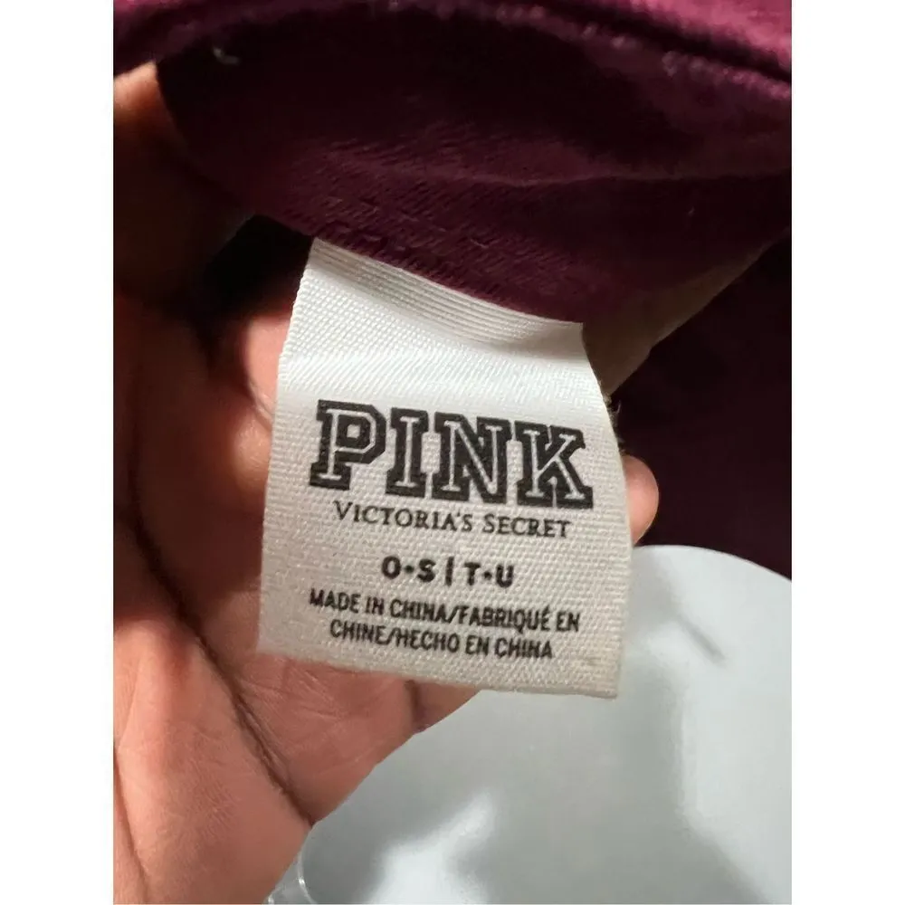 VICTORIA'S SECRET PINK BURGUNDY GOLD LOGO BASEBALL HAT CAP SPORTS ADJUSTABLE - Image 4