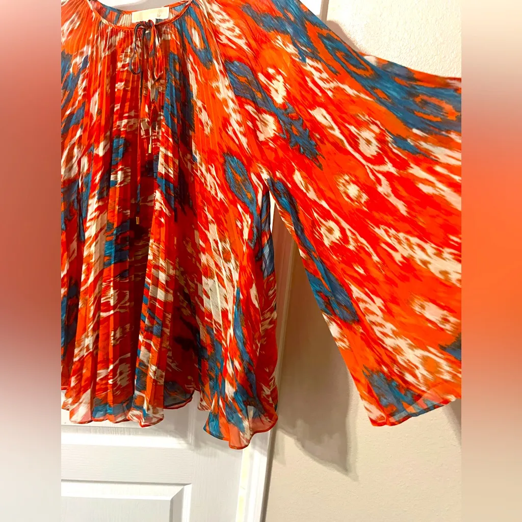 Michael Kors Vibrant Orange and Blue Blouse - Image 3