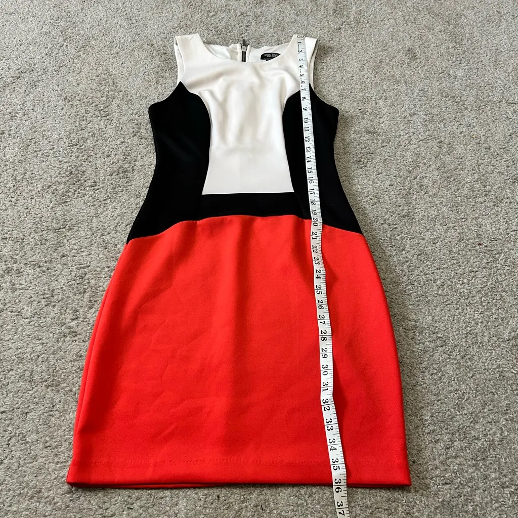 BISOU BISOU Colorblock Sheath Dress White Black Red Sleeveless‎ Zipper Size 4 - Image 5