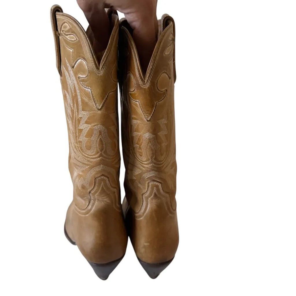 Charlie 1 Horse By Lucchese Tan leather Snip Toe Western Cowboy Boots SZ 6 READ - Image 3