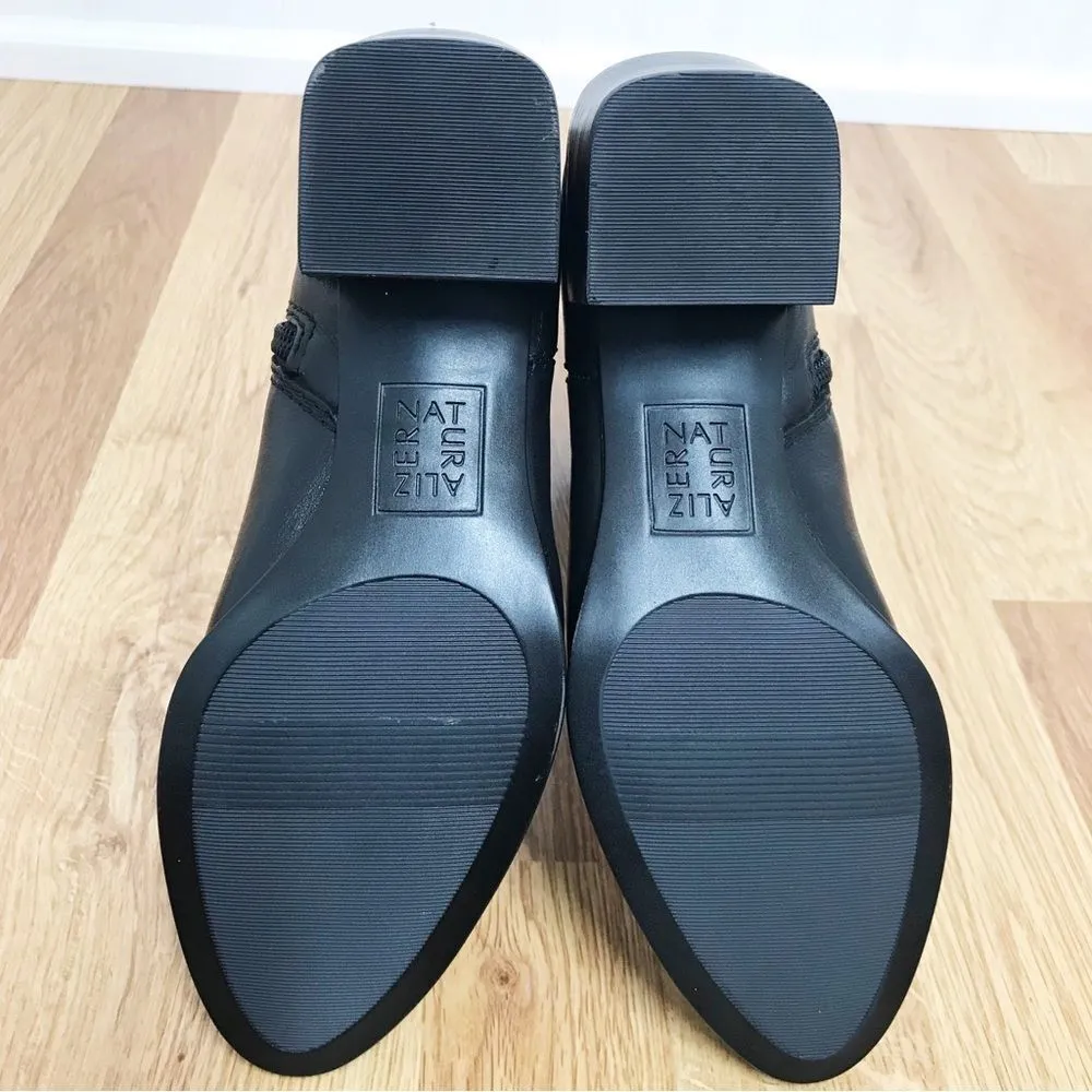 NATURALIZER Gaby Black Leather Western Midi Boot Bootie Block Heel Size 5 New - Image 9