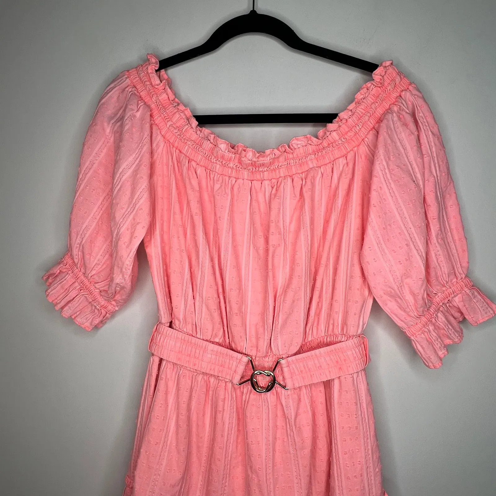 Lilly Pulitzer Papaya Punch Pink Off Shoulder Louisa Mini Dress Size XL - Image 6