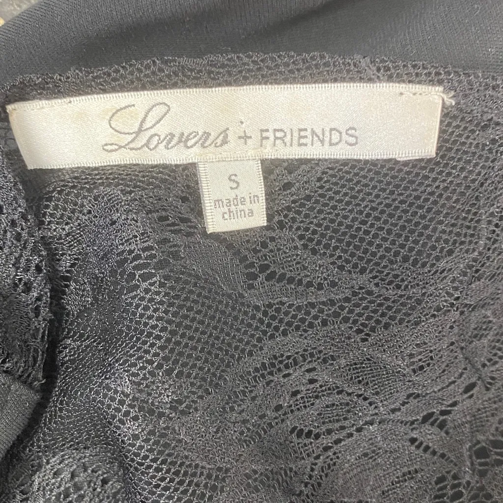 Lovers & Friends Black Lace Shoulder Short Sleeve Blouse Top S - Image 4