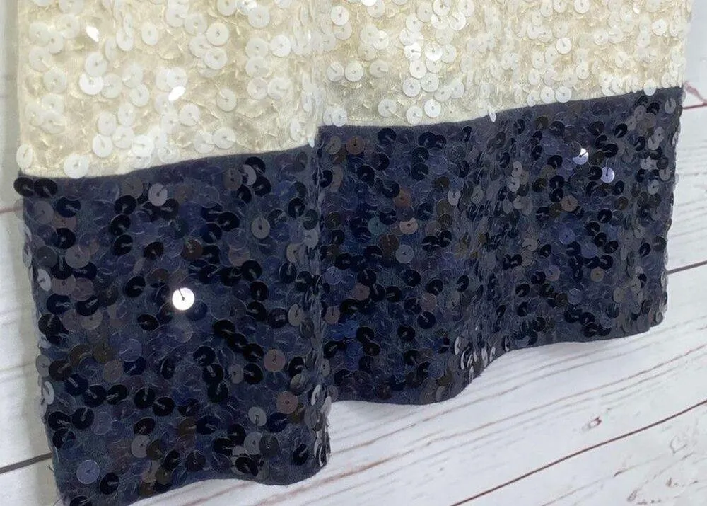 J.Crew Womens Sequin Tank Top Cream Black XS Sleeveless Silk Blend Blingy - Image 7