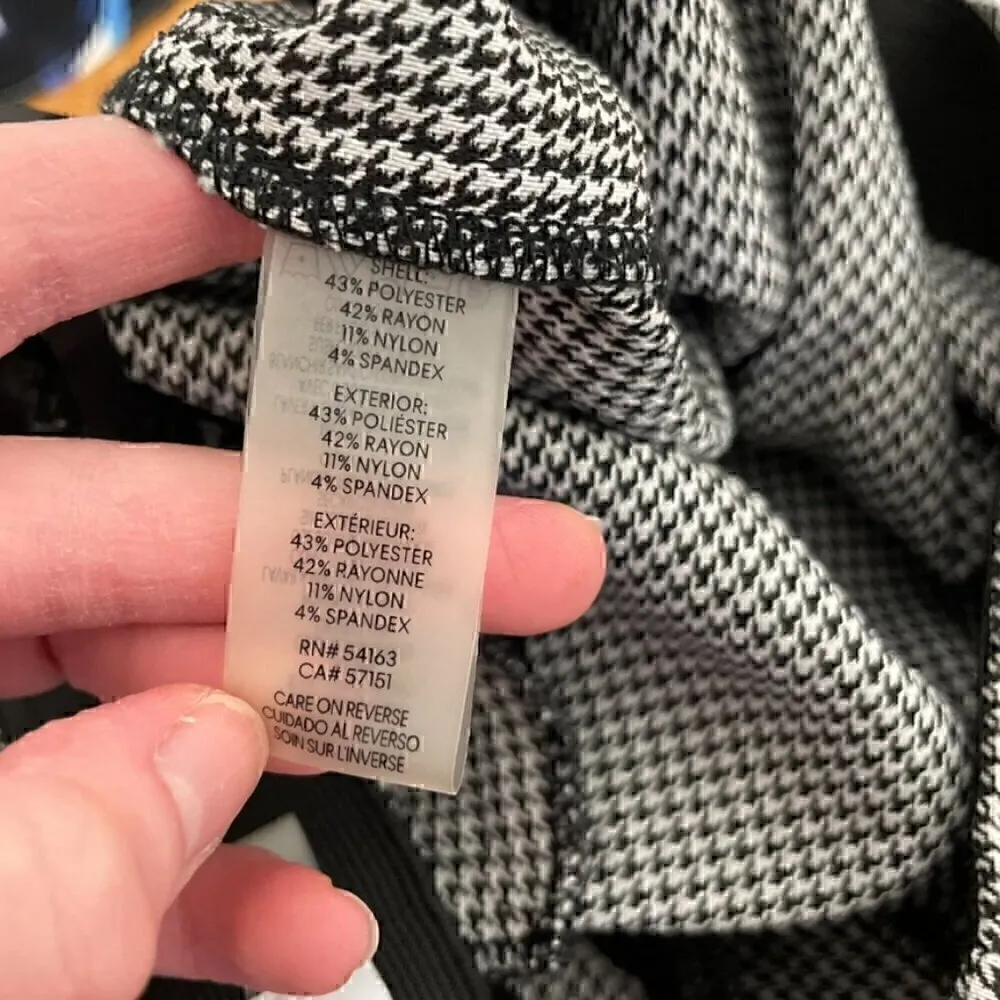 CALVIN KLEIN White Black Houndstooth Pull On Elastic Cropped ? Tapered Leg Pants - Image 10