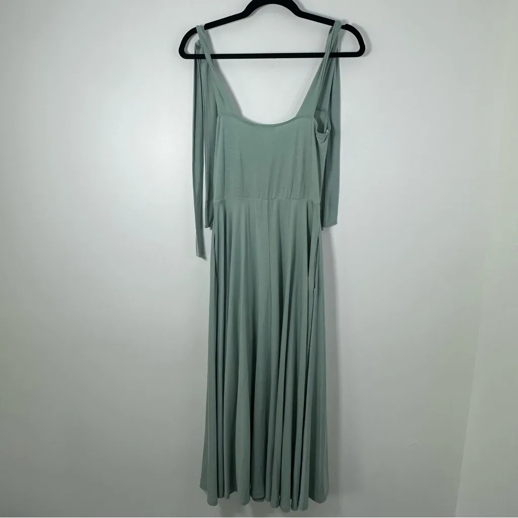 Reformation Tie Shoulder Seafoam Green Midi Dress Wedding Coastal Size S - Image 2