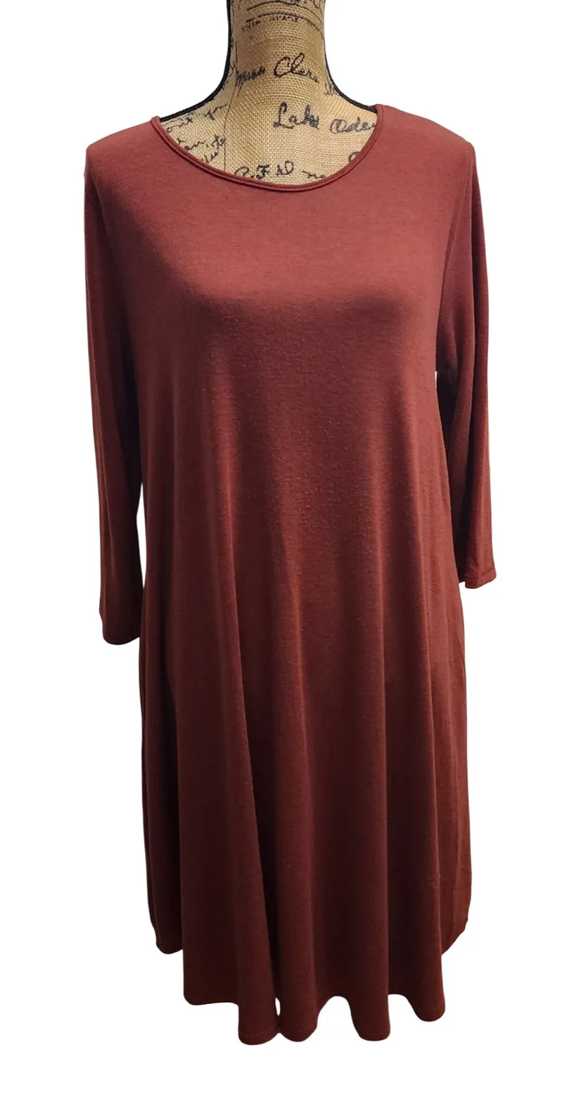 Zenana Outfitters XL Knit Tunic Dress Rust Red Casual Comfy - Image 1