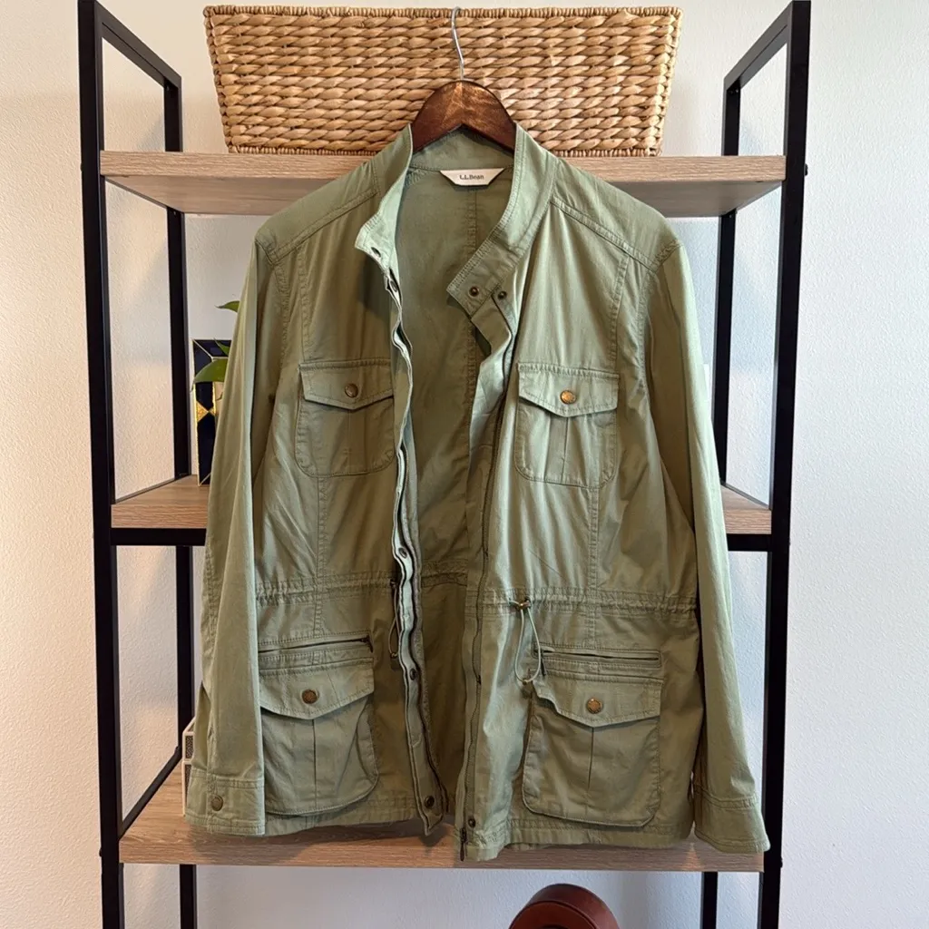 L.L. Bean Women's Freeport Field Green Utility Zip & Snap Jacket, XL - Image 9