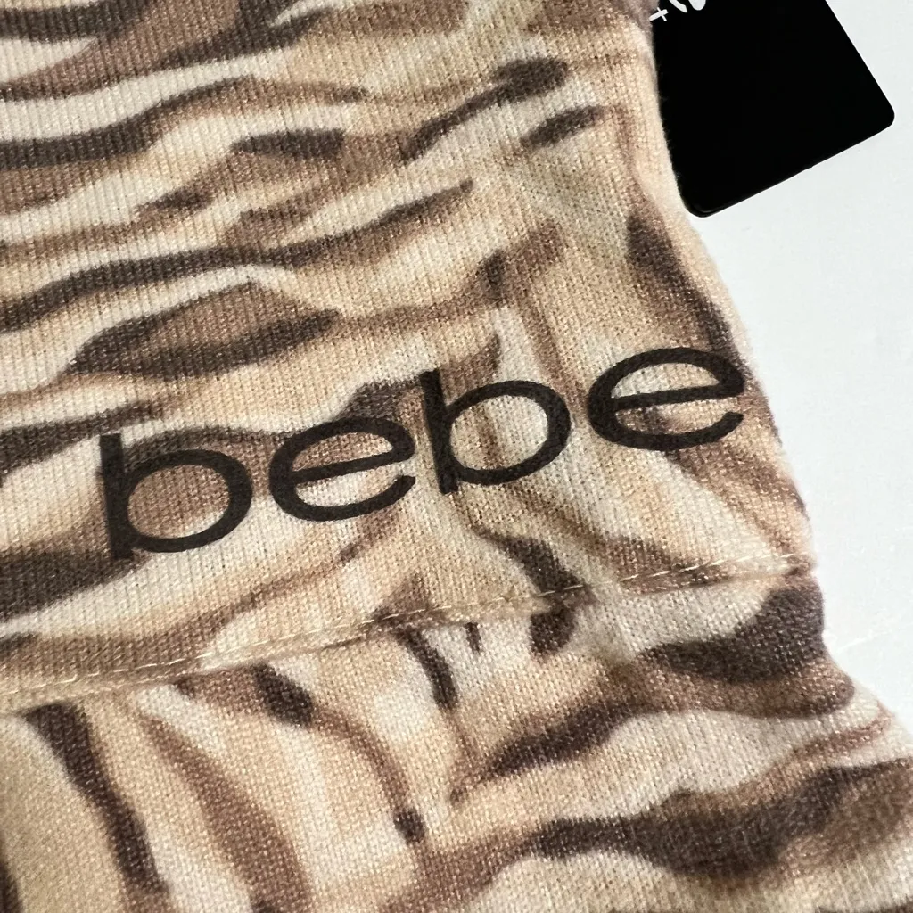 NWT Bebe Cozy Knit Shorts Women’s Medium Bark Safari Animal Print - Image 8