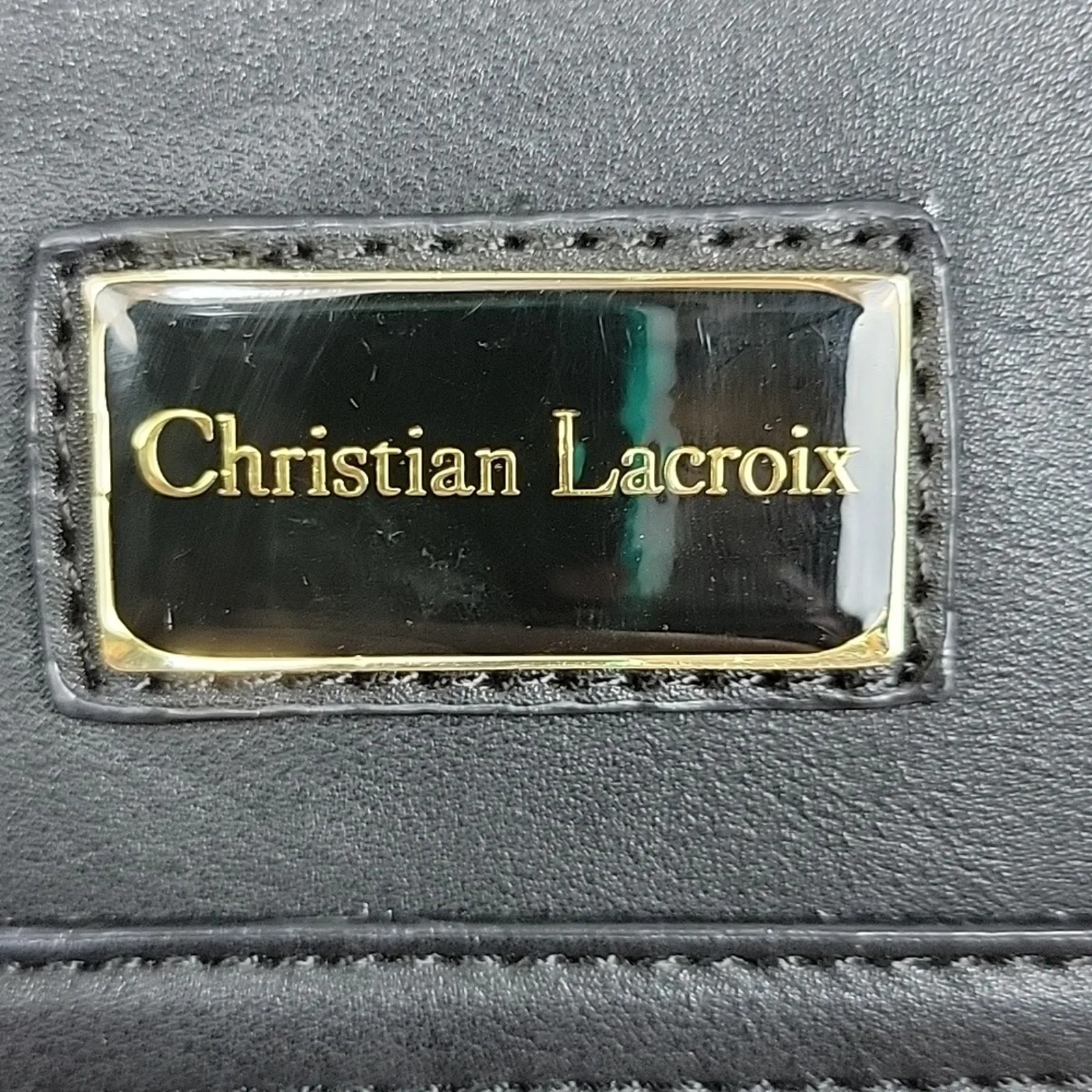 Christian Lacroix Black Double Handle Vegan Leather Luxe Medicine Doctor Purse - Image 6