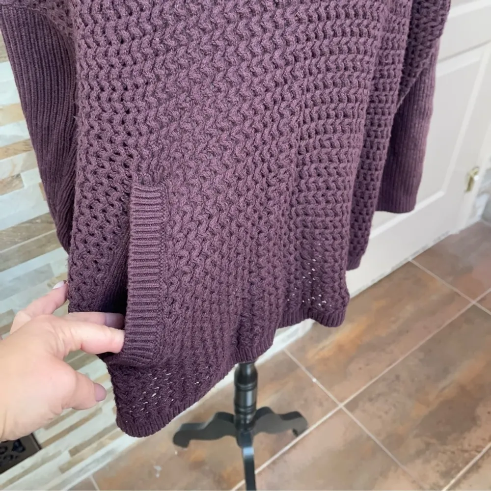 loft women cotton blend sweater poncho turtleneck burgundy Sz M - Image 4