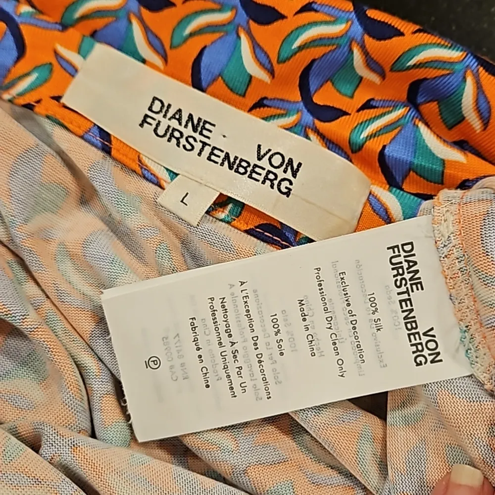 💕DIANE VON FURSTENBERG💕 Abigail Midi Wrap Dress Mandarin Print Large *ALTERED* - Image 17