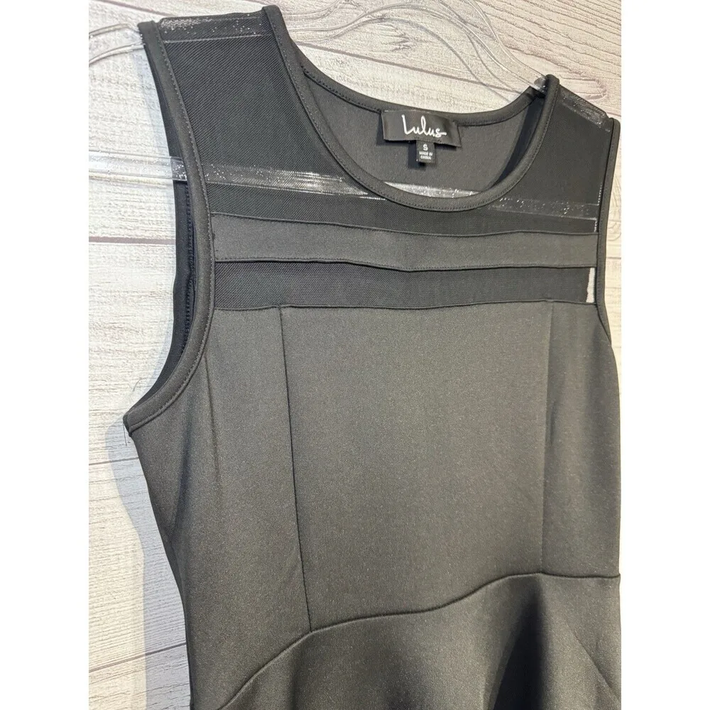 Lulus Black Final Stretch Sleeveless Mesh Short Mini Fit & Flare Dress SZ SMALL - Image 7